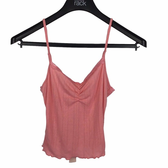 BCBGeneration Womens Top Coral Size Medium Camisole Tank Pointelle Crop $58 - Picture 2 of 4